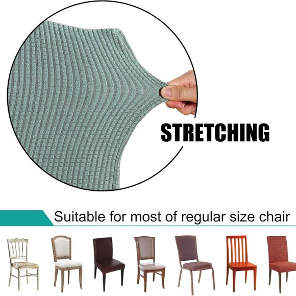 NIP! Set of (2) Stretch Dining Chair Covers Green - Picture 3 of 4